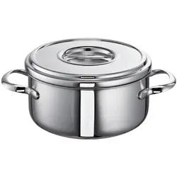 Schulte-Ufer Romana i Bratentopf, Edelstahl, Silber, 20cm - Kochtöpfe mit energiesparendem Allherd-Kupferboden, ideal für alle Herdarten inkl. Induktion. Hochwertiger, rostfreier Edelstahl und wärmeisolierende Griffe sorgen für Sicherheit und Langlebigkeit.