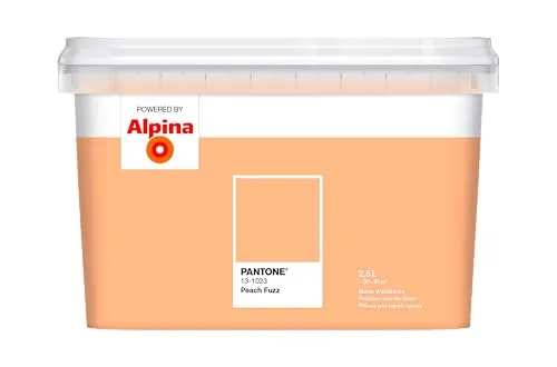 Alpina Wandfarbe Pantone 13-1023 Peach Fuzz 2,5l - Hochwertige Wandfarbe in Orange, ideal für Beton und Gipskarton, verleiht Räumen ein frisches Ambiente und ist einfach aufzutragen.