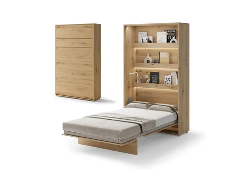 Compleo Schrankbett Vertical Wandklappbett Lenart Bed Concept - Platzsparendes Wandklappbett für kleine Räume. Genießen Sie Komfort und Stabilität mit einem cleveren Design, das bei Bedarf einfach heruntergeklappt werden kann. Ideal für flexible Wohnlösungen.