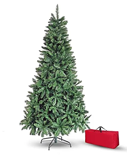 Brigros Künstlicher Weihnachtsbaum, dicke Kiefernnadeln, + Taschen, realistisch, Haken, einfache Montage, PVC, Metallbasis, feuerhemmend (150 cm, Grün)