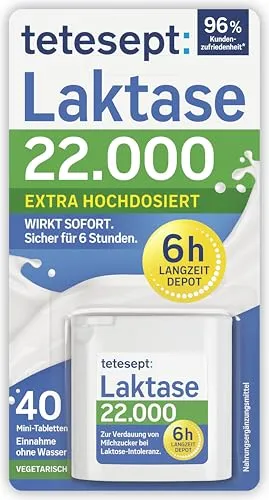 tetesept Laktase 22.000 – 40 Mini-Tabletten für unbeschwerten Genuss