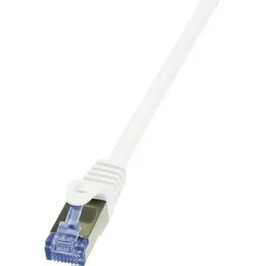 LogiLink CQ3141S RJ45 Netzwerkkabel, Patchkabel CAT 6a S/FTP 50.00m Weiß Flammwidrig, mit Rastnasenschutz 1St.