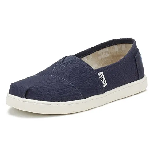 TOMS Unisex Kinder Alpargata Core Flache Slipper, Marineblau, 35 EU - Hausschuhe für Jungen, aus hochwertigem Canvas, bequem und ideal für drinnen und draußen.