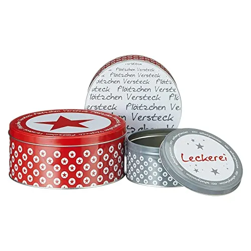 heimtexland ® 3er Set Gebäckdosen Keksdose Vorratsdose Weihnachten Plätzchen Geschenkbox Lebensmittel Aufbewahrung Metalldosen Typ658 Plätzchenversteck