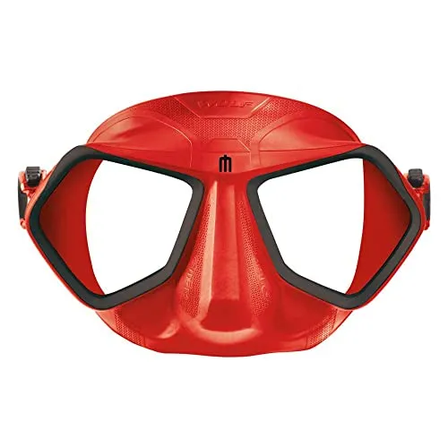 Omer Wolf Mask One Size - Taucherbrille in Rot/Schwarz, ideal für klare Sicht und Komfort beim Tauchen.
