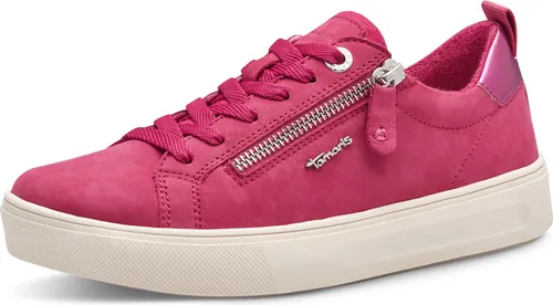 Tamaris COMFORT Damen Sneaker flach mit Reißverschluss, Rosa (Fuxia Nubuc) - Damen-Sneaker mit T-flow-Technologie für federleichten Gang und optimaler Passform. Hochwertiges Leder sorgt für Komfort und Langlebigkeit – ideal für Alltag und besondere Anlässe.