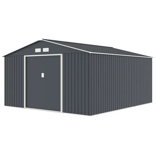 HATTORO S400 Metall Gerätehaus 341x386x201 cm - Robustes Gartenhaus aus Metall, ideal für die Aufbewahrung von Gartengeräten. Abschließbar und platzsparend, bietet es Sicherheit und Ordnung in Ihrem Garten.