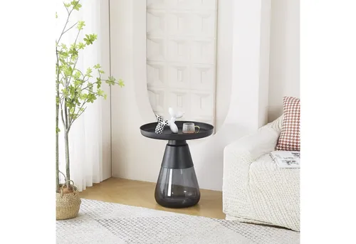 Concept GmbH Beistelltisch Schwarz, Metall & Glas - 50x52cm - Eleganter Beistelltisch für stilvolle Akzente in Ihrem Wohnraum. Mit robustem Gestell aus Metall und Glasoberfläche. Ideal für jeden Raum und schnelle Montage.