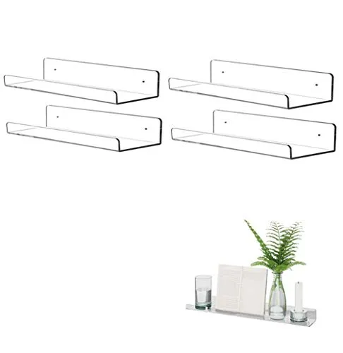 KITE-RUNNER Schweberegal aus Acryl, U-Form, ideal für Wohnzimmer, Schlafzimmer, Flur, Badezimmer (4-teilig, 30 cm)