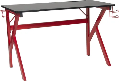 möbelando Game-Rocker Gaming-Schreibtisch – Höhenverstellbar, Schwarz/Rot mit Carbon-Optik