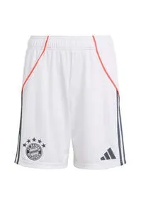 Adidas FC Bayern München 25/26 Auswärtsshort für Kinder - Weiß - FC Bayern München Fanartikel, aus weichem Material mit AEROREADY Technologie für optimalen Tragekomfort und trockene Haut beim Anfeuern.