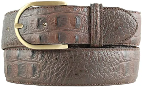 BELTINGER Damen-Gürtel mit goldener Gürtelschnalle und Krokoprägung 4 cm | Leder-Gürtel 40mm Kroko-Optik Damen | Kroko-Muster 4cm | Braun 100cm