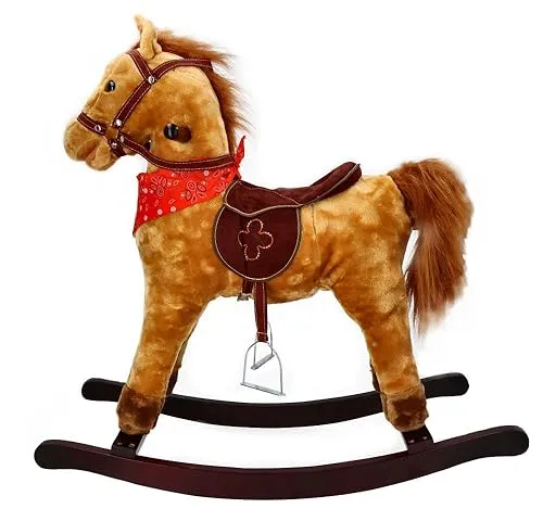 Schaukelpferd, interaktives Spielzeug mit Tiergeräuschen und Haltegriffen - Holzpferd für Ihr Baby ab 3 Jahren - Schaukeltier KASZTANEK - 73x31x70cm