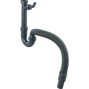 Cornat Siphon Röhrensiphon für Küchenspüle, grau, 1 1/2 Zoll, Geräteanschluss, flexibel, Kunststoff