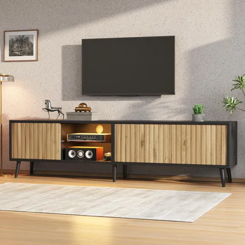 MODFU TV-Schrank Naturholz mit LED-Beleuchtung