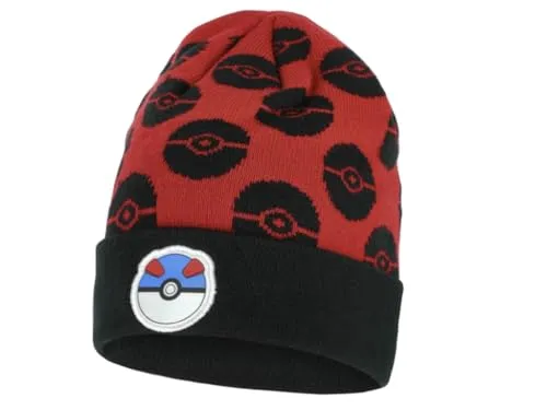 Fashion UK Pokemon Wintermütze Bommelmütze Mütze Pikachu (DE/NL/SE/PL, Numerisch, 56, rot)