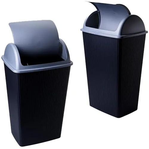 SUSTANIA Mülleimer Küche & Büro 50L, 2er Pack - Robuster Abfalleimer mit Schwingdeckel - Küchenabfalleimer aus recycelbarem Kunststoff, ideal für effiziente Mülltrennung und geruchsdichtes Design, perfekt für eine ordentliche und frische Küchenumgebung.