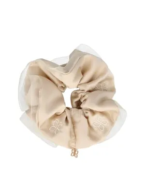 PARSA Beauty Scrunchie mit Stickerei, Beige Haargummi 1 Stk