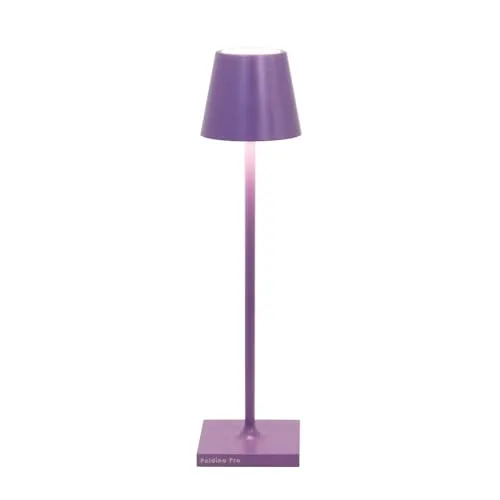 Zafferano LED Akku-Tischleuchte POLDINA MICRO, lila - Tischleuchte mit integriertem Touch-Dimmer, dimmbar in 3 Farbtemperaturen (2200-3000K), ideal für Innen- und Außenbereich dank IP65-Schutz.