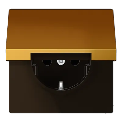 Goldfarbene SCHUKO-Steckdose mit Klappdeckel in gold von Jung