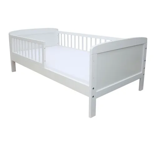 Micoland Kinderbett Juniorbett 160x70 cm mit Matratze – umbaubar und sicher - Sicheres Kinderbett aus Kiefer, umbaubar zum normalen Bett. Inkl. Schaumstoffmatratze, waschbarem Bezug und abnehmbaren Gitterseiten für flexible Nutzung. Ideal für Kinder bis 30 kg.