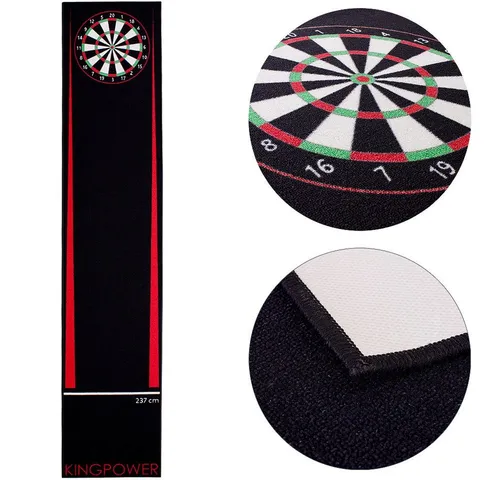 Kingpower Dartmatte - Turnier Matte 290 x 60 cm - Dart Bodenmatte von Kingpower, sorgt für ein optimales Spielerlebnis und schützt Ihren Fußboden sowie die Dartpfeile. Mit rutschfester Latexunterseite und idealem Abstand von 237 cm.