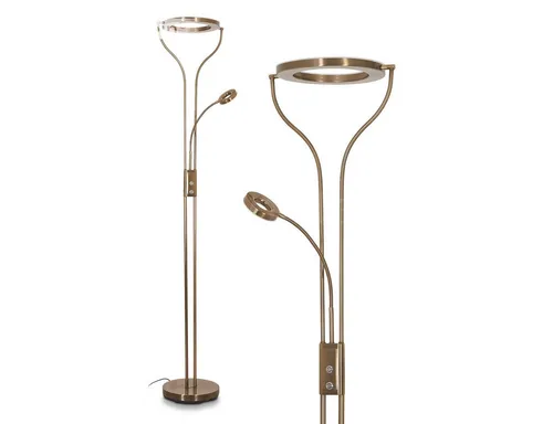 Hofstein Stehlampe »Vitorchiano« - Elegante Metall-/Glaslampe mit Dimmer - Standleuchten für den Innenbereich, 3000 Kelvin, dimmbar mit Touchdimmer, ideal für modernes Wohnen und stimmungsvolle Beleuchtung.