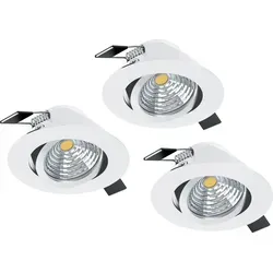 EGLO SALICETO LED Einbauleuchten Set 3er Ø88 - Elegantes 3er Set mit dimmbaren LED-Einbauleuchten, ideal für Küche, Büro oder Flur. Mit je 450 Lumen und schwenkbarem Lichtkopf für gezielte Ausleuchtung.