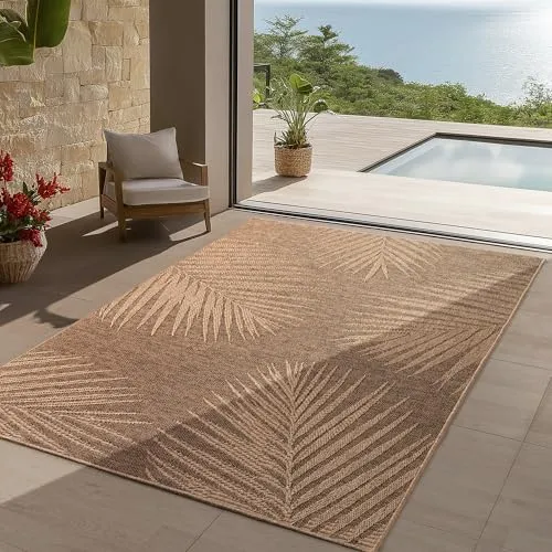 Teppium In- & Outdoor Teppich – stilvoller Jute-Look, wetterfest & pflegeleicht, ideal für Balkon, Garten, Küche, Terrasse & Wohnzimmer, 240x340 cm