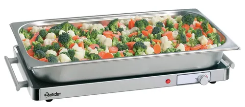Bartscher WP150 1/1 GN Warmhalteplatte 114356 - Warmhalteplatte für Gastronorm 1/1 GN, stufenlose Temperaturregelung und elegantes Glasdesign, ideal für Buffets und Gastronomie.