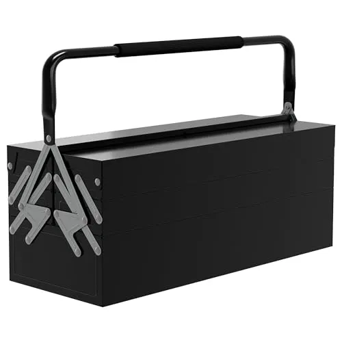 Durhand Werkzeugbox Werkzeugkasten mit 5 Fächern - Robuster Werkzeugkoffer aus Stahl, ideal für eine ordentliche Aufbewahrung von Werkzeugen. Mit 5 aufklappbaren Fächern für optimalen Zugriff und Übersicht.