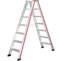 HYMER Stufenstehleiter SC60 - Beidseitig begehbar, 2 x 7 Stufen - Leiter, DIN EN 131 zertifiziert, ideal für sicheren und flexiblen Einsatz in Haushalt und Gewerbe.