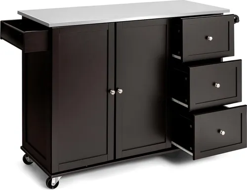 COSTWAY Küchenwagen mit Edelstahl-Arbeitsplatte