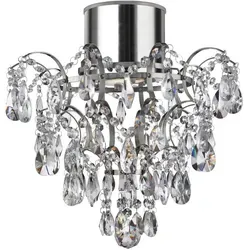 Searchlight Deckenleuchte Belle Chandelier - Eleganter Chrom & Kristall - Lampen mit wechselbarem Leuchtmittel, IP44 wasserdicht, ideal für stilvolle Wohnräume oder Eingangsbereiche
