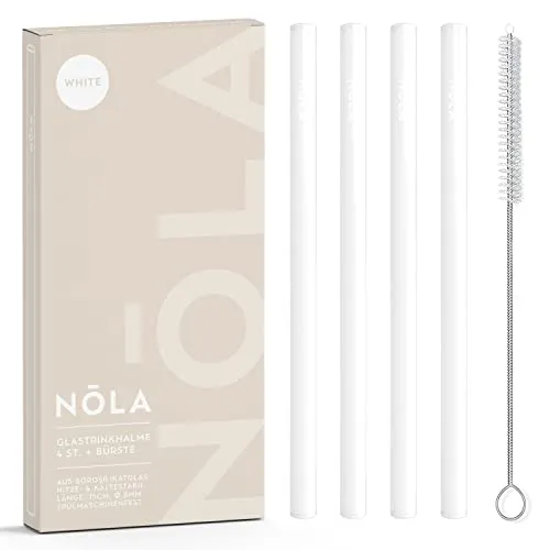 NOLA Premium Glastrinkhalme weiß 15 cm Glasstrohhalme