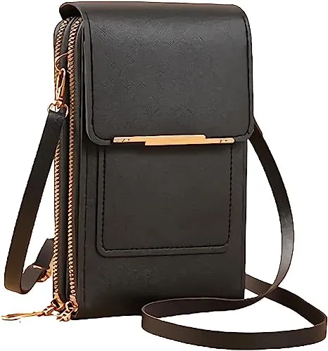 Anti-Diebstahl-Ledertasche für Damen – Touchscreen Crossbody-Geldbörse (schwarz) - Damen-Geldbörsen mit Diebstahlschutz und Touchscreen-Funktion. Leicht und stilvoll, ideal für unterwegs – schützt Ihre Daten und bietet Platz für Handy, Kreditkarten und mehr.