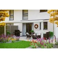 Terrassenüberdachung Genua 541 x 257 cm - Hochwertige Terrassenüberdachung aus pulverbeschichtetem Aluminium in Weiß, mit 16 mm Polycarbonat-Doppelstegplatten für UV-Schutz und robustem Design – ideal für stilvolle Außenbereiche.