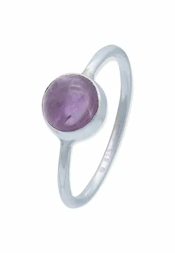 mantraroma Ring Damen Silber 925 Amethyst Edelstein lila schlicht modern