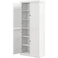 COSTWAY 4-türiger Vorratsschrank – Moderner Küchenschrank in Weiß - Vielseitiger 4-türiger Vorratsschrank mit 6 verstellbaren Regalen für optimalen Stauraum. Ideal für die Organisation in Küche, Bad oder Wohnzimmer. Stabil und langlebig für den täglichen Gebrauch.