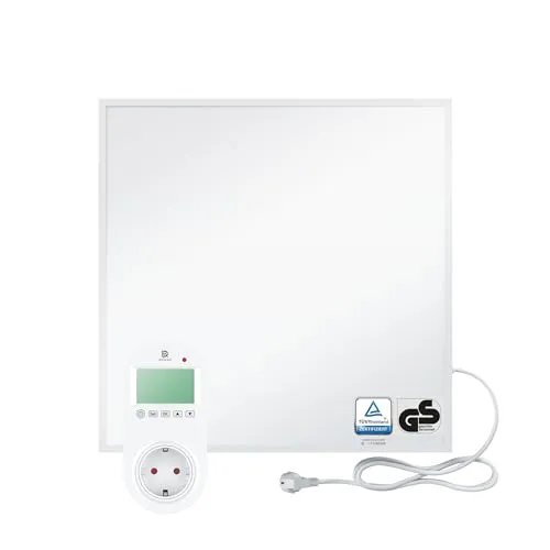 BR Bringer Infrarotheizung 300 Watt mit Steck-Thermostat - Elektroheizkörper, energiesparend mit schneller Wärmeverteilung, ideal für Allergiker und Rheumapatienten, 5 Jahre Garantie und TÜV GS geprüft.