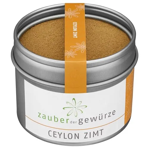 Zauber der Gewürze Ceylon Zimt gemahlen - Zimt-Pulver mit wenig Cumarin, für Milchreis, Gebäck u. v. m, in Top-Qualität und wiederverschließbarer Aroma-Dose, 45 g