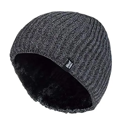 HEAT HOLDERS - Herren Outdoor Winter Warm Beanie Strick Mütze mit Gefüttert (One Size, Charcoal (Halden))