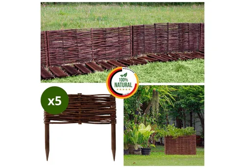 Floranica Weidenzaun 5 Stück Beetbegrenzung - Dekorative Zäune: Handgeflochtener Weidenzaun aus nachhaltiger Weide, ideal als stilvolle Beeteinfassung und robust gegen Witterungseinflüsse.