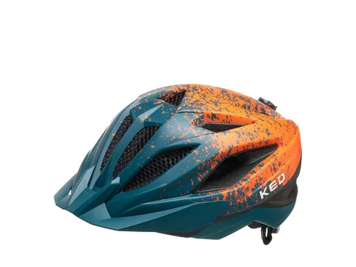 KED Kinderhelm Street Junior, grün-orange 53-58 cm - Fahrradhelm mit K-FIT Anpassungssystem für optimalen Sitz und integrierter LED für erhöhte Sichtbarkeit. Ideal für radsportbegeisterte Jugendliche mit Insektenschutz und abnehmbarem Visier.