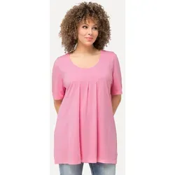 Ulla Popken T-Shirt T-Shirt Zierfalten A-Linie Rundhals Halbarm Modal rosa 54/56