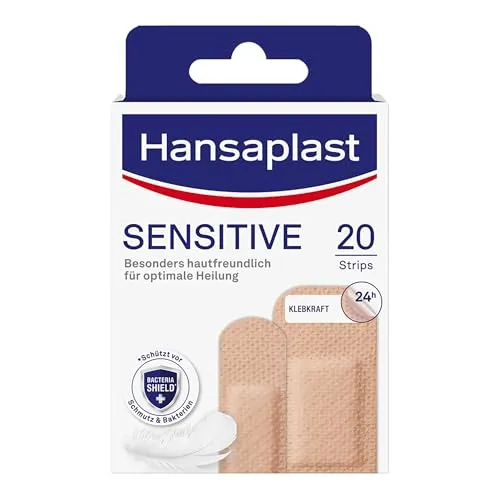 Hansaplast Sensitive Hautton Pflaster light (20 Strips), hautfreundliche und hypoallergene Wundpflaster mit Bacteria Shield & sicherer Klebkraft, schmerzlos zu entfernende Pflaster