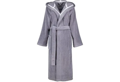 Villeroy & Boch Damenbademantel 2521 mit Kapuze, grau S - Bademantel aus 100% Baumwolle in shadow-grey, mit Kapuze für extra Komfort, ideal für entspannte Stunden zu Hause.