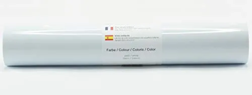 Selbstklebende Plotterfolie Vinylfolie 30,5 cm x 3 m glänzend 39 Farben zur Auswahl, Farbe:100 Weiß