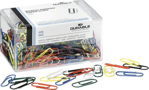 DURABLE 124100 - Büroklammern, 26 mm, farbig sortiert, 500 Stück