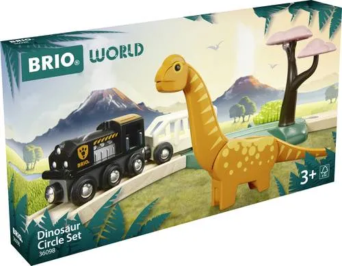BRIO World – 36098 Dinosaurier Bahn Set - Züge & Straßenbahnen: 12-teiliges Eisenbahnset mit interaktiven Dinosaurier-Funktionen, fördert Kreativität und Feinmotorik für Kinder ab 3 Jahren.